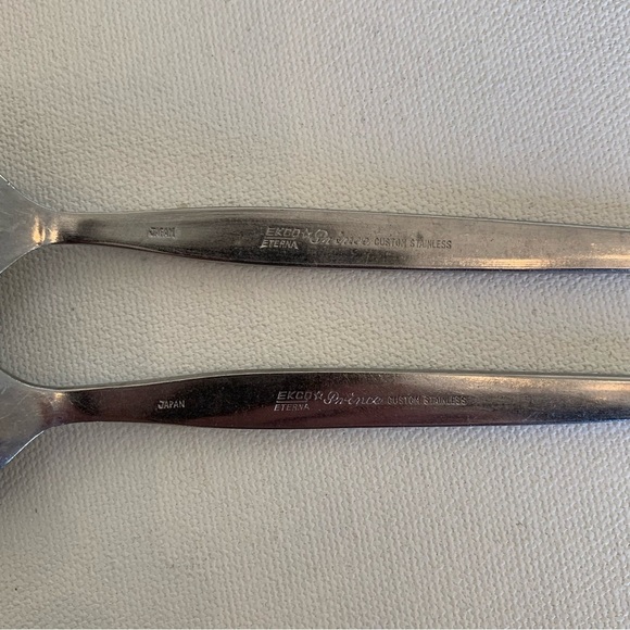 Ekco Eterna Prince 6.5" Stainless Serving Spoon Japan Vintage Plain Handle Set 2 - Picture 5 of 6